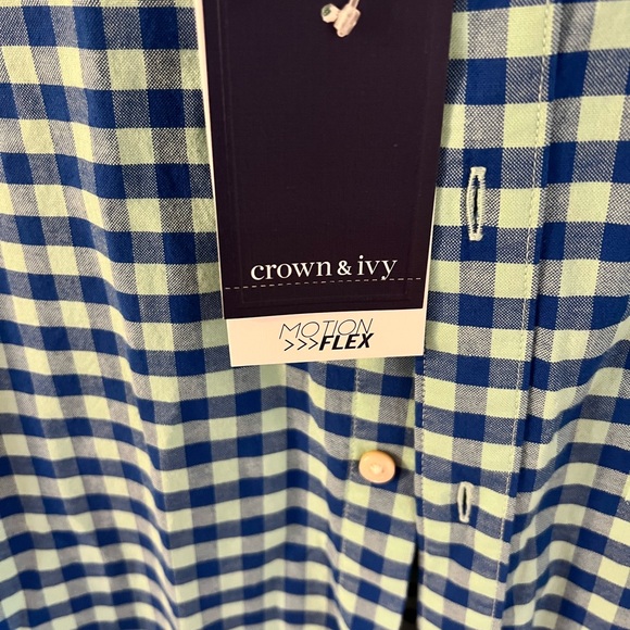 Crown and Ivy Blue and Green Checkered Men's Shirt - Picture 3 of 5